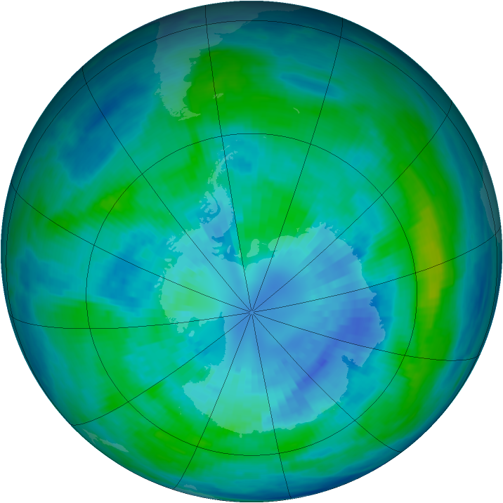 Antarctic ozone map for 31 March 1988